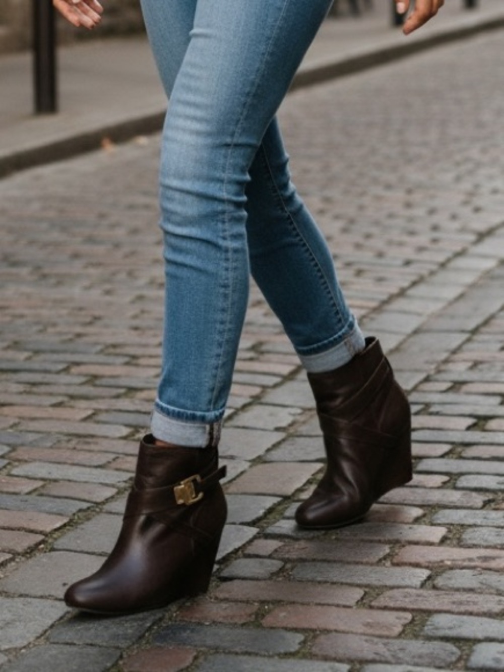 NWOT Nine West "OverJoy" Brown Wedge Boot